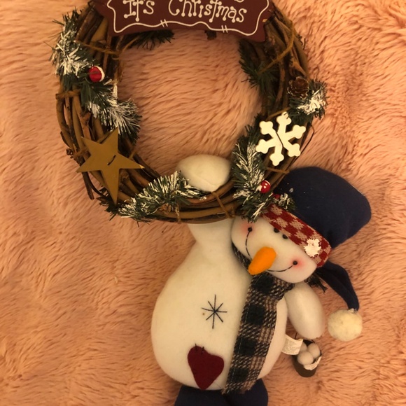 Holiday price drop Christmas snowman hanging front door wreath sign - Picture 2 of 3